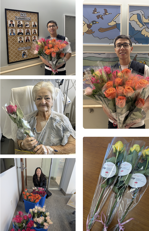 Photo of Jay, patient, Amber, and of roses