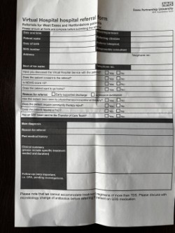 Older adult Hospital at Home Intake Form for monitoring